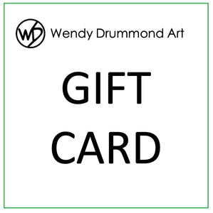 white background with Wendy Drummond Art Gift Card in black text