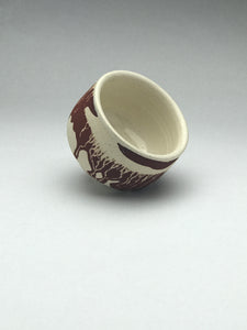 yunomi tea cup whiskey sipper with brown and white drippy design